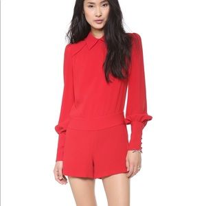 Skaist Taylor Red Long Sleeved Crepe Jumpsuit